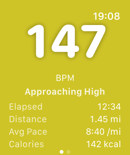 Approaching threshold — BPM 147 on a yellow background